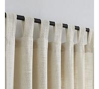 VOILYBIRD Cortinas semitraslúcidas de Lino con pestaña Superior, Elegantes Cortinas y Cortinas para filtrar la luz para Sala de Estar, 52 x 96 Pulgadas de Largo, Juego de 2 Paneles, Beige