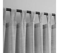 VOILYBIRD Cortinas semitraslúcidas de Lino Gris con pestaña Superior, Elegantes Cortinas y Cortinas para Sala de Estar, 52 x 84 Pulgadas de Largo, Juego de 2 Paneles