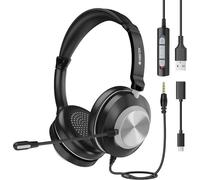 Voistek USB Auriculares con micrófono para PC/Mac/Portátil, Cancelación de Ruido y Control de Volumen en línea, Cascos per Oficina Ordenador Portátil Laptop Zoom Teams