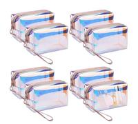 Voittozege Bolsa de maquillaje holográfica de 8 piezas, bolsas de maquillaje holográficas transparentes con cremallera, bolsas de cosméticos de viaje, bolsa de aseo portátil con cremallera, bolsa de