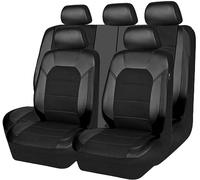 VOIV 9 Piezas Cuero Funda Asiento Coche para Toyota Hilux (AN120/AN130) 8.Gen 2015 2016 2017 2018 2019 2020 2021 2022 2023, Impermeable Completo Juegos Cubreasientos Protectores,A Black