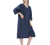 VOIV Bata de Mujer con Cremallera, Bata de Verano, Camisones Sueltos, Albornoz, Cuello en V, camisón Suave, Ropa de Dormir, Batas, Ropa de Dormir de Talla Grande