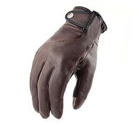 VOIV Guantes de piel de cabra para motocicleta, color marrón, vintage, retro, para hombre, dedo completo