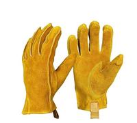 VOIV Guantes de piel de vaca para motocicleta, resistentes al desgaste, resistentes al viento, antideslizantes, retro, para montar