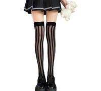VOIV Medias elásticas hasta el muslo para mujer, Calcetines Largos, Calcetas por encima de la rodilla con rayas verticales