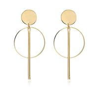VOIV Pendientes de clip redondos grandes y geométricos chapados en oro de moda para mujer, joyería de clip de oreja hueca grande