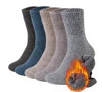 VoJoPi Calcetines Hombre 5 Pares Gruesos Calcetines Termicos Invierno de Lana para Senderismo Trekking y Camping - Rizo Suave y Acogedor, Cálido y Transpirable, 39-45