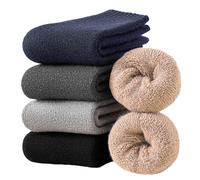 VoJoPi Calcetines Hombre 5 Pares Gruesos Calcetines Termicos Invierno de Lana para Senderismo Trekking y Camping - Rizo Suave y Acogedor, Cálido y Transpirable