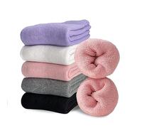 VoJoPi Calcetines Termicos Mujer, 5 Pares Calcetines de Lana Invierno Gruesos y Cálidos con Interior Borroso, Calcetines Cálidos de Regalo de Invierno para Damas en Invierno Frío, Talla Unica 35-42