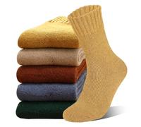 VoJoPi Calcetines Termicos Mujer, 5 Pares Calcetines de Lana Invierno Gruesos y Cálidos con Interior Borroso, Calcetines Cálidos de Regalo de Invierno en Invierno Frío, Talla Unica 35-42