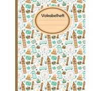 Vokabelheft A4 3 Spalten: Englisch Vokabelheft DIN A4 liniert mit 3 Spalten mit Register A-Z - 120 Seiten - Vokabelbuch - London im Grunge