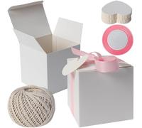 VOKABY 50 Piezas Caja Para Regalo,Incluye 50 Tarjetas de Bendición,100 Metros de Cuerda,22 Metros de Cinta