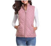 vokkrv Chaleco Mujer Acolchado Invierno sin Mangas Chaqueta de Cintura Cuello Alto Cremallera Chaleco Plumífero Plegable y Ligero Chaqueta sin Mangas Entretiempo Otoño Abrigo sin Mangas Exteriores