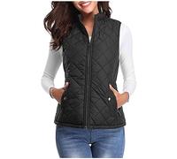vokkrv Chaleco Mujer Acolchado Invierno sin Mangas Chaqueta de Cintura Cuello Alto Cremallera Chaleco Plumífero Plegable y Ligero Chaqueta sin Mangas Entretiempo Otoño Abrigo sin Mangas Exteriores