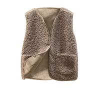 vokkrv Chaleco Mujer Sherpa cálido Chaqueta sin Manga otoño Inviernos cómodo Chaleco de Forro Polar Caliente con Botones Chaqueta Entretiempo Casual sin Manga cárdigan Sherpa sin Mangas Jacket