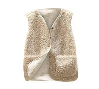 vokkrv Chaleco Mujer Sherpa cálido Chaqueta sin Manga otoño Inviernos cómodo Chaleco de Forro Polar Caliente con Botones Chaqueta Entretiempo Casual sin Manga cárdigan Sherpa sin Mangas Jacket