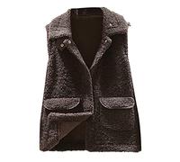 vokkrv Chaleco Mujer Sherpa cálido Chaqueta sin Manga otoño Inviernos cómodo Chaleco de Forro Polar Caliente con Botones Chaqueta Entretiempo Casual sin Manga cárdigan Sherpa sin Mangas Jacket