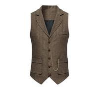 vokkrv Chaleco Traje Hombre Boda Chalecos de Vestir Original Chaleco Elegante Fiesta Negocio con Bolsillos Formal Color Liso Clásico Chaleco con Cadena