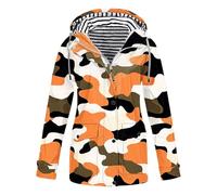 vokkrv Chaqueta de lluvia Mujer estampado Impermeable transición Rompevientos Chaqueta cortavientos con Capucha Transpirable Moda Portable Ligera Chubasquero Talla grande Deporte exteriores Abrigo