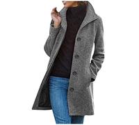 vokkrv Chaqueta Mujer Blazer Color sólido Traje Cardigans largo lana Delgado Slim Fit tallas grandes Elegante Otoño invierno Gabardina trench Casual Moda cómodo abrigo Parka