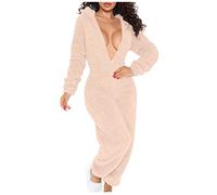 vokkrv Mono Pijama Invierno Mujer de Polar Calentito Sexy Pijama Entero Suave Cómodo con Capucha Cremallera Pijama Una Pieza Polar Termica Albornoces para Casa Ropa de Dormir Felpa Homewear