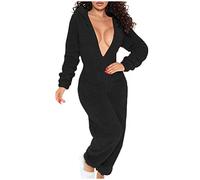 vokkrv Mono Pijama Invierno Mujer de Polar Calentito Sexy Pijama Entero Suave Cómodo con Capucha Cremallera Pijama Una Pieza Polar Termica Albornoces para Casa Ropa de Dormir Felpa Homewear