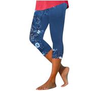 vokkrv Pantalones Mujer Leggings Deportivos Yoga Mallas Elásticos Push up Mayas 3/4 Secado rápido Fitness Gym Estampado de Flores Cintura Alta Cómodo Jogging Pants Correr Pilates Chandal