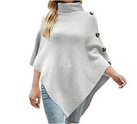 vokkrv Poncho Mujer Punto Invierno otoño Ponchos Elegante cálido con Borlas Ponchos Casual Color Liso Moda Tejer Poncho cómodo Calidad Manta geométrico Mantón Jersey de Punto Chal Fular