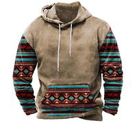 vokkrv Sudadera Hombre con Capucha Algodon Otoño Invierno Sudaderas Estampado con Bolsillo de Estilo étnico Sudaderas Deporte Casual Sueltas Correr Fitness Gimnasio Outwear Hoodie Sweat Zip Hood