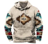 vokkrv Sudadera Hombre con Capucha Algodon Otoño Invierno Sudaderas Estampado con Bolsillo de Estilo étnico Sudaderas Deporte Casual Sueltas Correr Fitness Gimnasio Outwear Hoodie Sweat Zip Hood