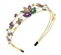 vokone Diadema de Mardi Gras para mujer, máscara con purpurina, corona de flor de lis, diadema de cristal multicapa, martes gordos, carnaval, accesorio para el cabello, regalos de desfile (máscara de