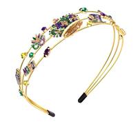 vokone Diadema de Mardi Gras para mujer, máscara con purpurina, corona de flor de lis, diadema de cristal multicapa, accesorio para el cabello de carnaval para martes grasos, regalos de desfile