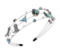 vokone Diademas para mujer, diademas para profesores, diademas de cristal de perlas de varias capas, accesorios para el cabello, regalos (vaquero)