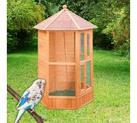 Voladera para Pájaros de Jardín - Pajarera Exterior (Canarios, periquitos, etc.) - Voladero Hexagonal en Madera