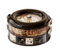 Volakebeing Bandeja giratoria de almacenamiento de alimentos de varios niveles con diseño seccionado, tapa a prueba de polvo y mecanismo de rotación silencioso suave (negro)