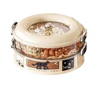 Volakebeing Bandeja giratoria de almacenamiento de alimentos de varios niveles con diseño seccionado, tapa a prueba de polvo y mecanismo de rotación silencioso suave (blanco)