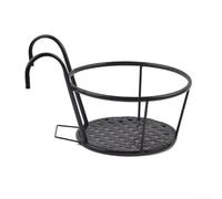 Volakebeing Barandilla de metal para colgar macetas de balcón, soporte para plantas que ahorra espacio con construcción de hierro resistente, 21 x 18 x 21 cm, soporte decorativo para plantas al aire