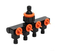 Volakebeing Conector divisor de manguera de jardín de 4 vías desviador de grifo con control de válvula individual, distribuidor de agua de salida múltiple para riego de césped, aspersor agrícola