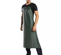 Volakebeing Delantal de vinilo resistente al agua para cocina, trabajo, aceite, a prueba de manchas, revestimiento de PVC industrial, resistente a los ácidos, 115 x 75 cm, negro y verde (verde militar