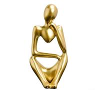 Volakebeing Escultura moderna de resina nórdica, adorno de estatua de hombre pensante abstracto, elegante pieza de decoración del hogar para sala de estar, entrada o exhibición de estante (dorado B)