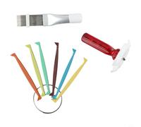 Volakebeing FCR6 - Juego de herramientas de peine de aletas para aire acondicionado, 3 piezas, incluyendo cepillo batidor de plástico, peine de bobina de acero inoxidable y para aletas de varios