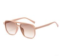 Volakebeing Gafas de sol retro para mujer y hombre, con doble puente, cuadradas, modernas, ligeras, cómodas, diarias, playa, 14,2 cm, Negro brillante + lente gris, F