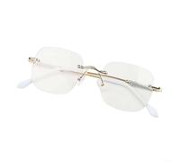 Volakebeing Gafas sin bordes para mujer, fotocromo, protección contra la luz azul, lentes de PC, uso diario, marco dorado, 14,2 cm, Gold Frame Gray Piece, S005