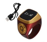 Volakebeing IQibla - Contador digital para anillo de oración con pantalla, resistente al agua, contador Tasbih electrónico para oración, recordatorio, vibración, batería recargable (color curry de 18