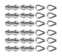 Volakebeing Juego de 12 abrazaderas de cuerda de alambre de acero inoxidable 304 para abrazaderas dúplex y dedales M2/para con clips de cable para asegurar cuerdas de alambre de acero en barcos (M2)