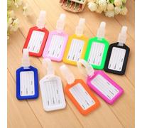 Volakebeing Juego de 4 etiquetas de identificación de equipaje, etiquetas de plástico de larga duración con correa ajustable, tarjeta de nombre y dirección para una fácil identificación, colores