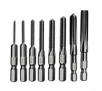 Volakebeing Juego de 8 brocas métricas 6542 de vástago hexagonal, herramientas de corte de rosca M2.5-M12, brocas de roscado de máquina, kit de grifo de tornillo compuesto para taller de metal, madera