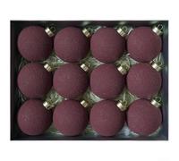 Volakebeing Juego de adornos de bolas de Navidad de cemento texturizado rojo óxido esmerilado de 8 cm, decoraciones navideñas de lujo de plástico para árbol de Navidad y corona (A)