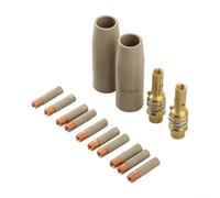 Volakebeing Kit de 14 boquillas de soplete de soldadura, accesorios de soldadura MIG, boquillas de protección de metal con puntas y soportes para fabricación industrial de antorcha 15AK