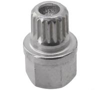 Volakebeing Llave de extracción de tuerca de bloqueo de rueda para 34/18PT Hueco antirrobo herramienta extractora de tornillos de rueda de acero tono plateado 20 x 28 mm compatible con modelos